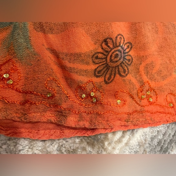 Aremar Dominican Republic Boho Embroidered Yellow Orange Free Size Dress - Picture 4 of 11